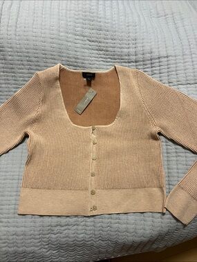J. Crew Scoop-Neck Ribbed Button Cardigan - Sandstone